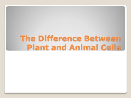 The Difference Between Plant and Animal Cells Animal Cells Can not make their own food so they have to eat food Do not go through photosynthesis Animal.