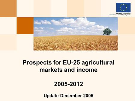 Prospects for EU-25 agricultural markets and income 2005-2012 Update December 2005.