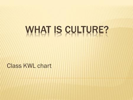 What is culture? Class KWL chart.