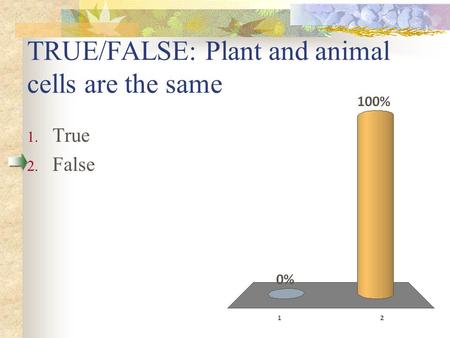 TRUE/FALSE: Plant and animal cells are the same