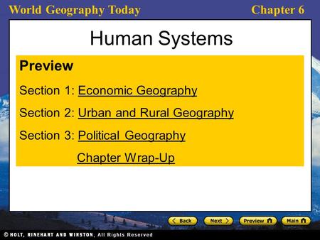 Human Systems Preview Section 1: Economic Geography