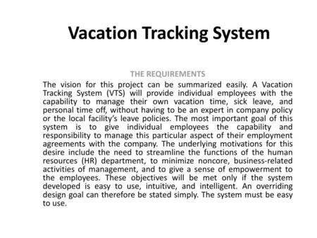 Vacation Tracking System